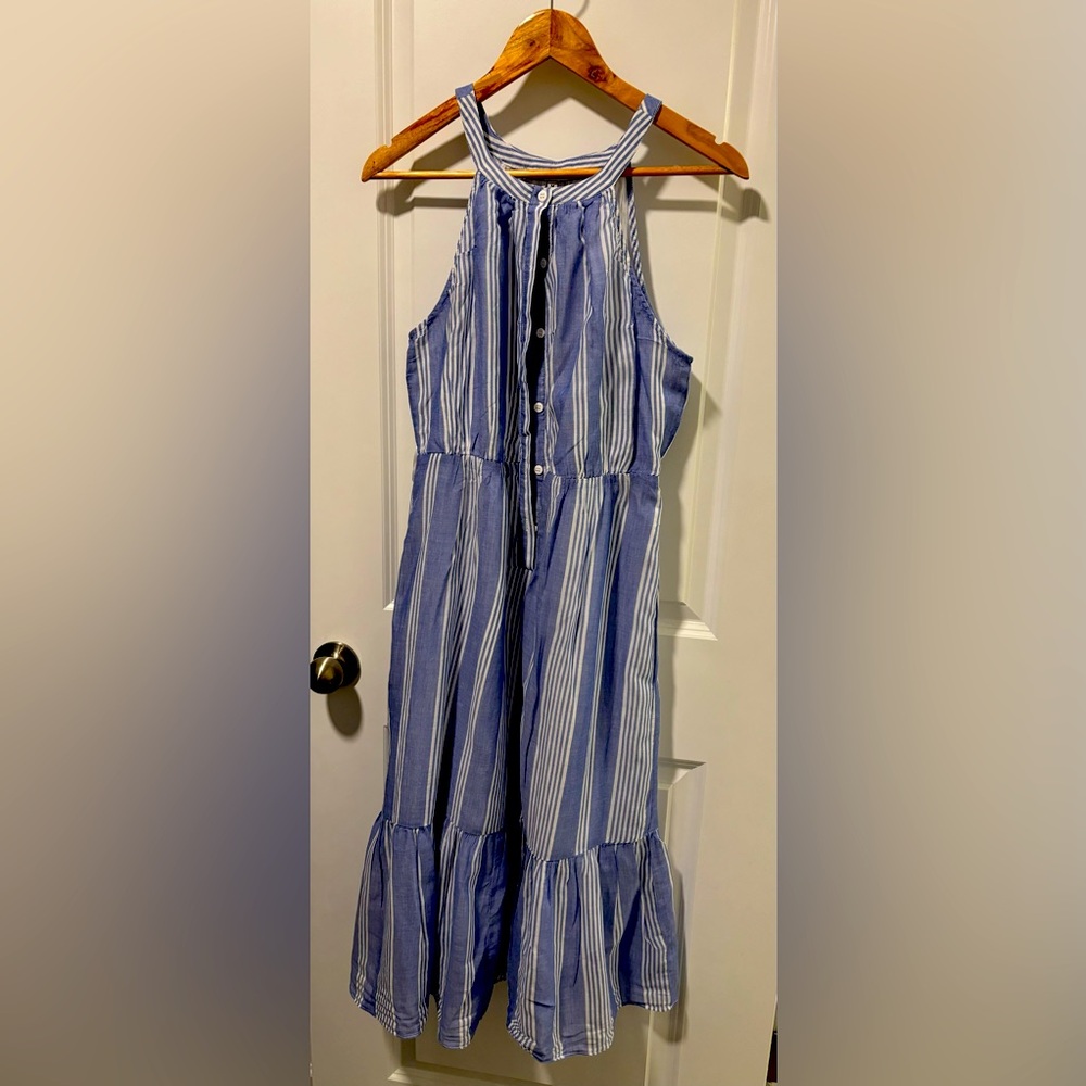 Collective Concepts Women’s Sleeveless Striped Maxi Dress Blue & White Size M